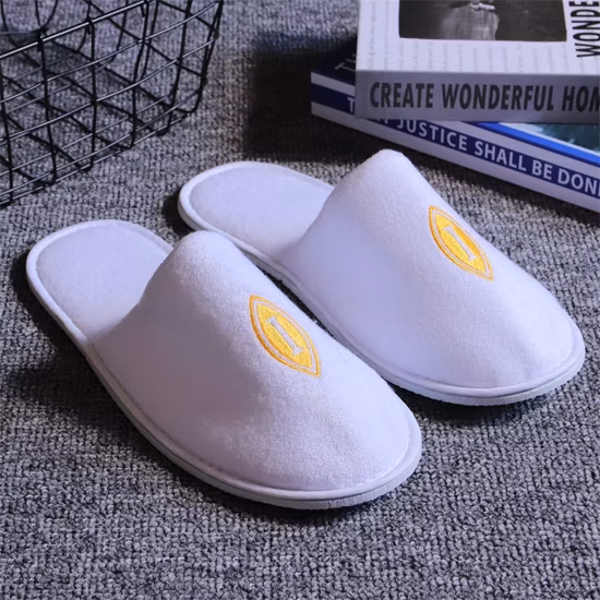 China Manufacturer Velour Terry Cloth Fabric Disposable Slippers Hotel